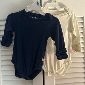 🌸3 for $30🌸 Bundle of Navy and Ivory Ruffled long Sleeves Onesies